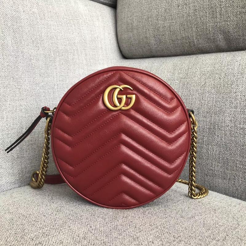 Gucci Chain Shoulder Bag 550154 Full leather antique copper buckle pure wine red